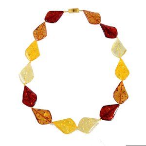 V3 Jewelry Multi Color Amber Beaded Statement Necklace-24"